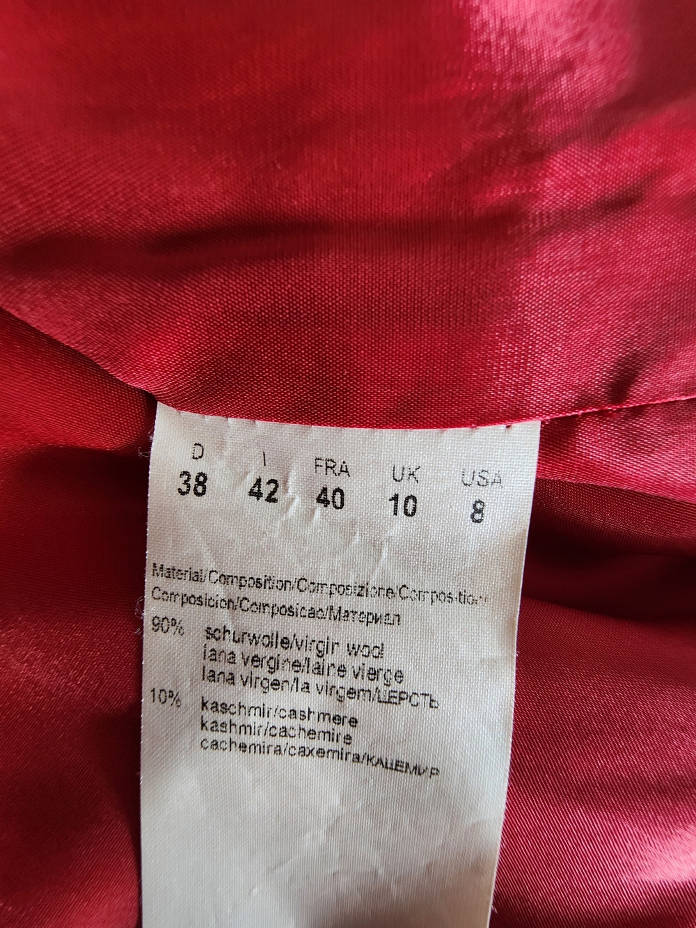 BOSS Hugo Boss Red Virgin Wool Cashmere Cropped Blazer Jacket 8 - Picture 7 of 7
